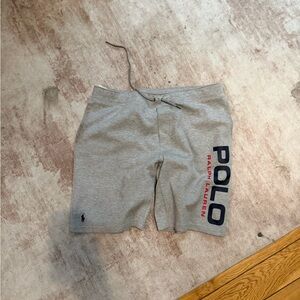 Ralph Lauren Athletic Gray Shorts with Navy Logo